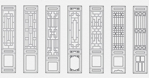 宁武常用中式仿古花窗图案隔断设计图