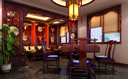 宁武古典中式风格茶楼包间设计装修效果图